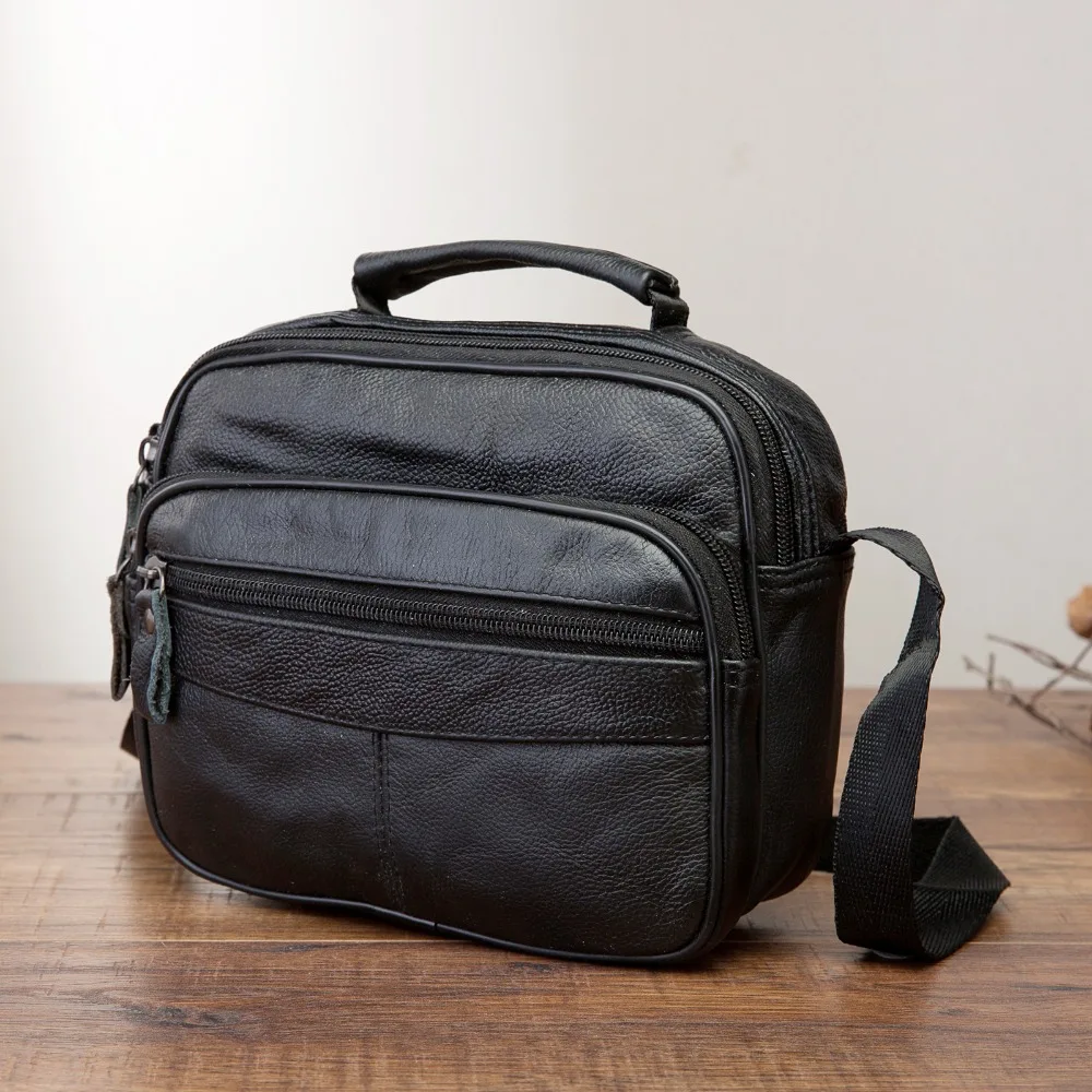 

Original Leather Male Casual Design School Shoulder Messenger Crossbody bag Fashion College 8" Tablet Satchel Tote bag 02a