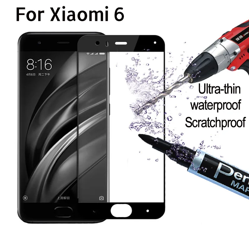 Закаленное стекло 9H для Xiaomi 6 с полным покрытием защита экрана Mi6 защитная пленка