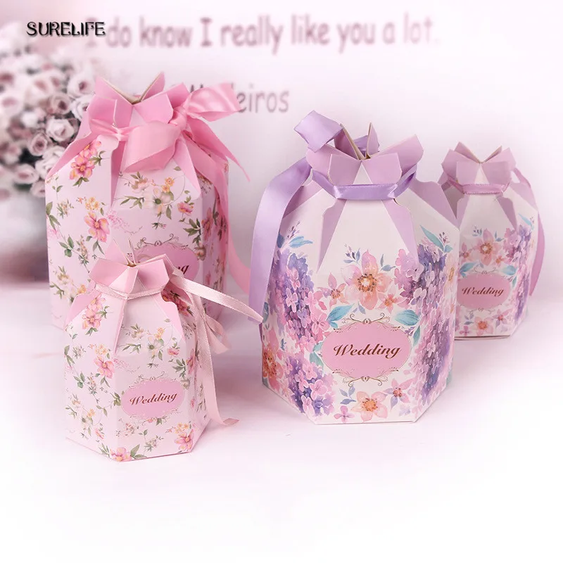 

50 шт./лот конфетная коробка со свадебными сувенирами вечерние поставки Бумага подарочные коробки с лентой