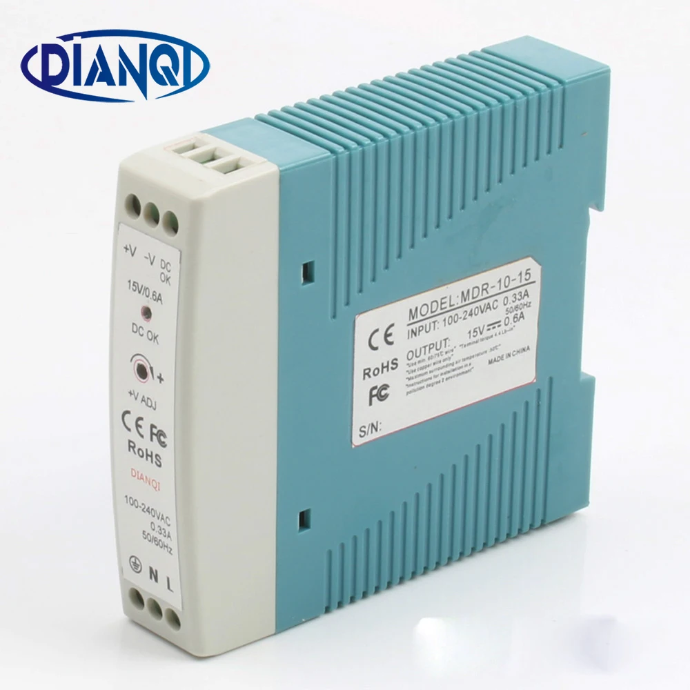 DIANQI MDR 10 12 В 5 15 24 36 48 Вт блок питания на Din рейке драйвер переменного/постоянного