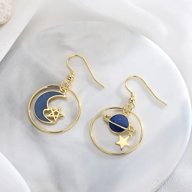 Геометрические модные большие круглые серьги ювелирные изделия для женщин синяя