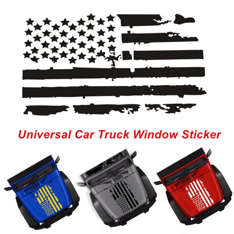 Cracked American Flag Printed Hood Decal Sticker Universal Creative Signature WRC Car Stickers | Автомобили и мотоциклы