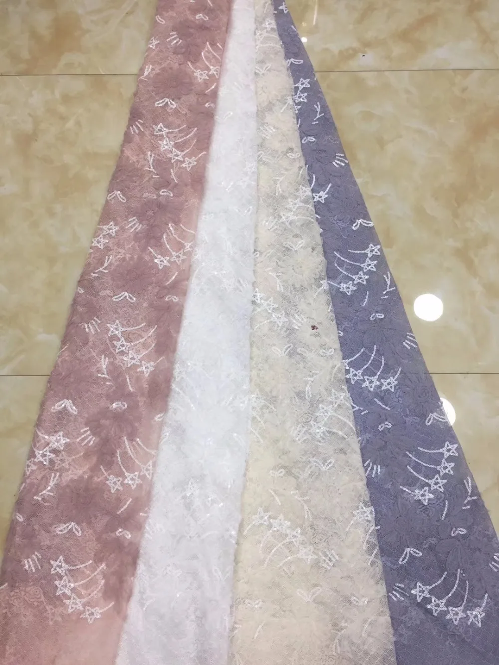

Free Shipping by DHL! 2018 High quality guipure lace sequence lace sequin embroidery tulle lace fabric for women dress X3