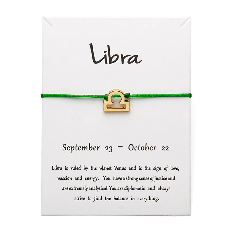 Женский плетеный браслет созвездия зодиака белая и зеленая бижутерия 12