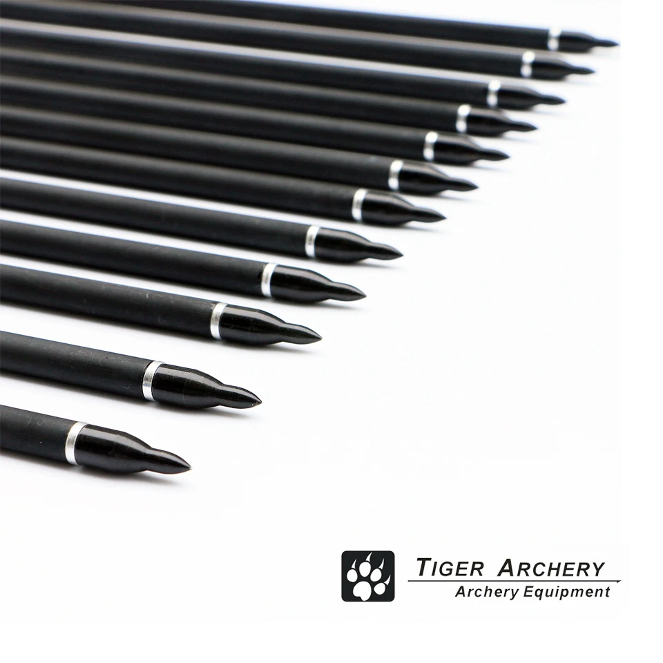 12 шт. углеродная стрела Spine500 с черным пером для рекурсивной стрелы или составного