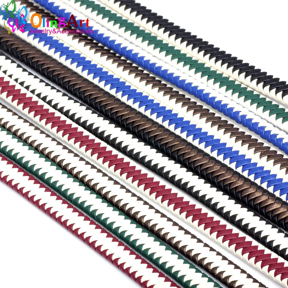 OlingArt новейшие высококачественные плоские плетеные шнуры из ПУ кожи 9 мм Ручная