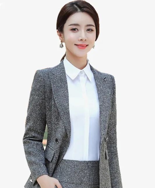 Elegant Women Formal Suit Office Lady Business Work Pant Suits Casual Double Breasted Blazer Jacket Pants Trousers Autumn Winter - Цвет: Blazer