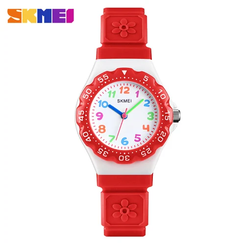 Red SKMEI мода Спорт на открытом воздухе дети часы Элитный бренд водостойкий PU наручные часы кварцевые Дети Wristwatche Montre Enfant - Цвет: Red