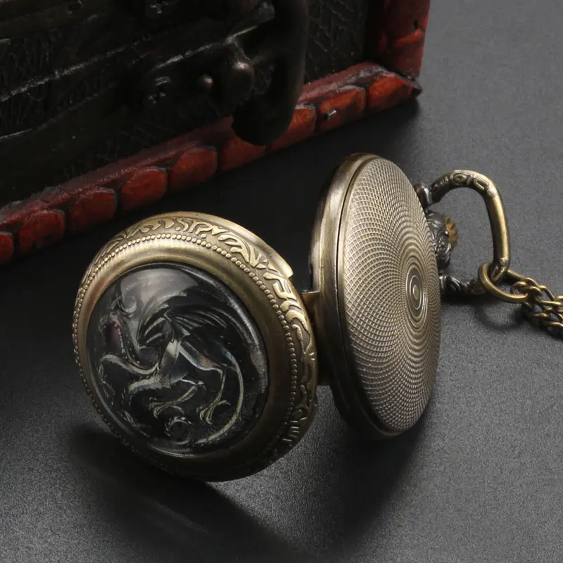 Vintage New Dragon Mark Quartz Pocket Watch for Men Women Pendant Game of Thrones Full Hunter House Targaryen Cool Gifts | Наручные часы