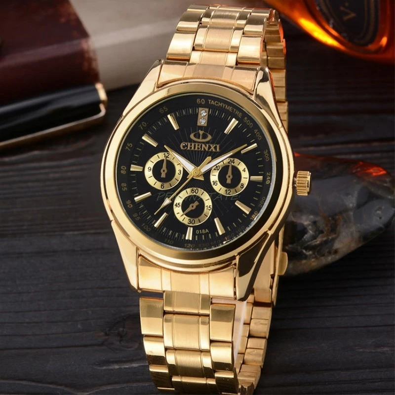 CHENXI Full Gold Watch Mens Watches Top Brand Luxury Waterproof Quartz watch Steel Wrist for Men relojes hombre PENGNATATE|watch brand men|watch