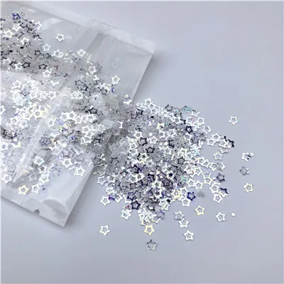 4mm Hollow Star 10 г/упак. высокий Блестящий Кристалл 1-4 мм Звезда Сердце точка Слива ПЭТ блестки пайетки для лак для ногтей/свадебные конфетти украшения - Цвет: 4mm Hollow Star
