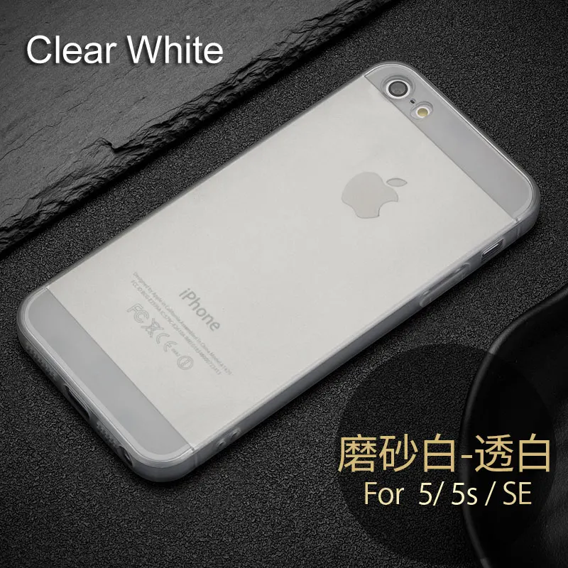 Матовый чехол для iPhone 5 5S 5SE, мягкий резиновый силиконовый материал с защитой от отпечатков пальцев - Цвет: clear