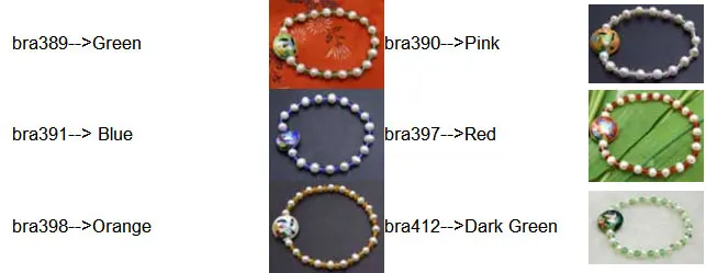 

Qingmos 5-6mm Natural White Pearl Bracelets for Women with Green Crystal and 18mm Cloisonne 7.5'' Bracelet Fine Jewelry 389