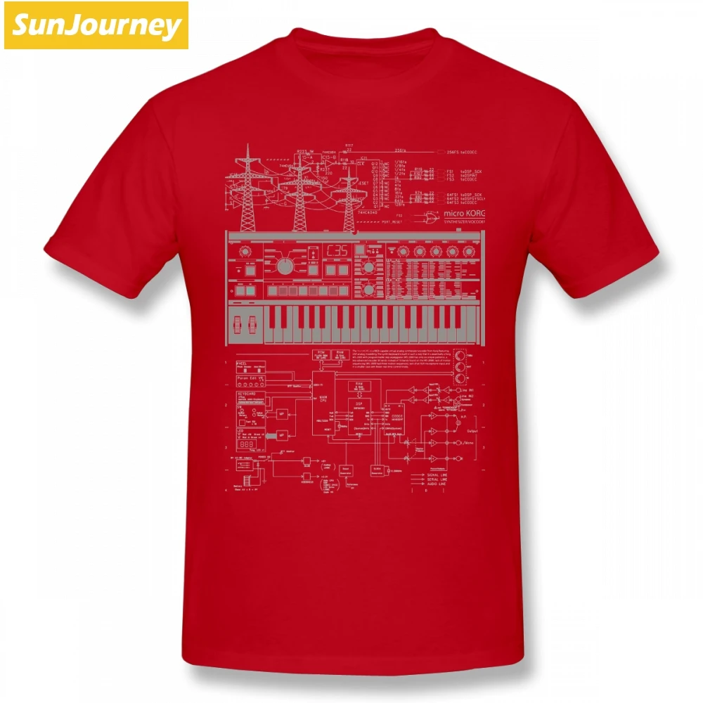 Красный Футболка Microkorg Industrial Acid Techno брендовая одежда, хлопковая Футболка с круглым вырезом размера плюс, с коротким рукавом, на заказ, футболки для мальчиков - Цвет: Красный