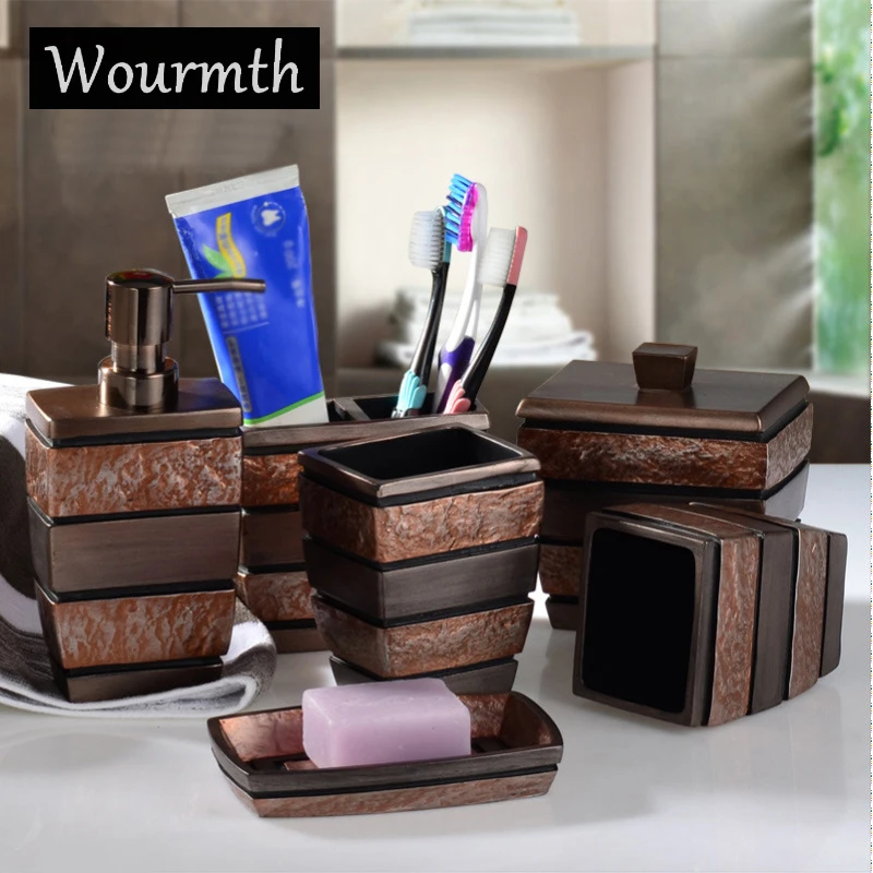 Wourmth Европейский смоляный набор аксессуаров для ванной комнаты сантехника