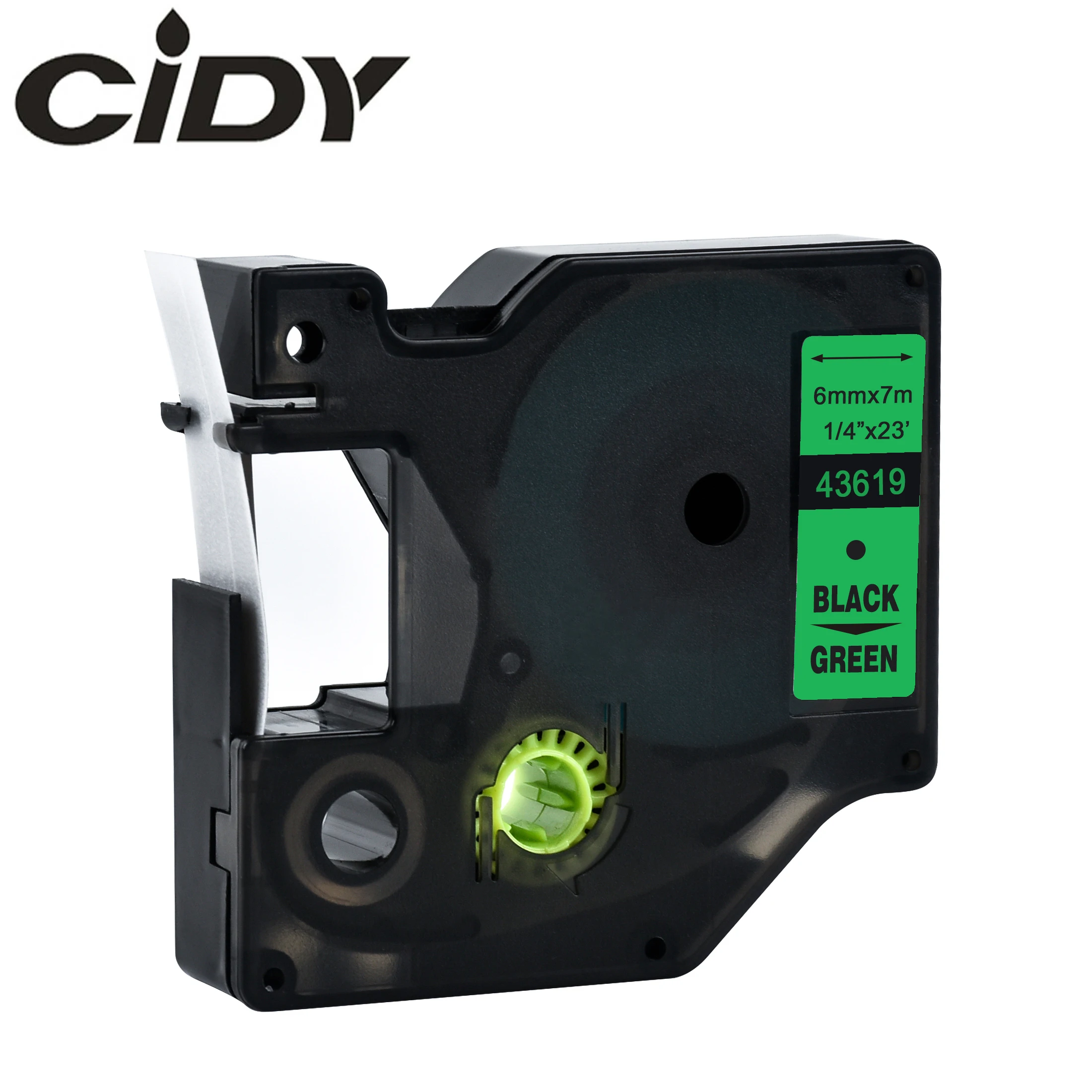 CIDY 1 шт. совместимая лента для Этикеток Dymo D1 6 мм этикеток 43619 черная на зеленом