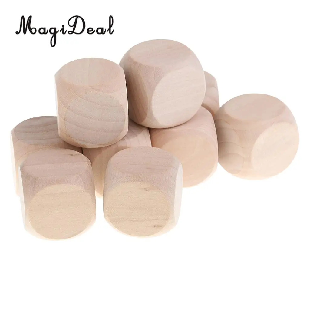 MagiDeal забавные 10 шт. деревянные кости пустые лица для DIY поделка-украшение проектов Детские игрушки игра D6 3 см развлекательная игра кости подарки