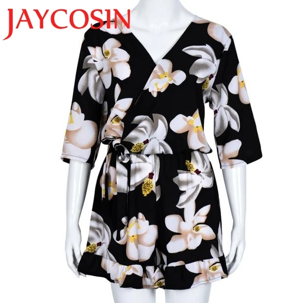 SiF/Лидер продаж! Комбинезоны для женщин 2017 Большие размеры цветочные шифон