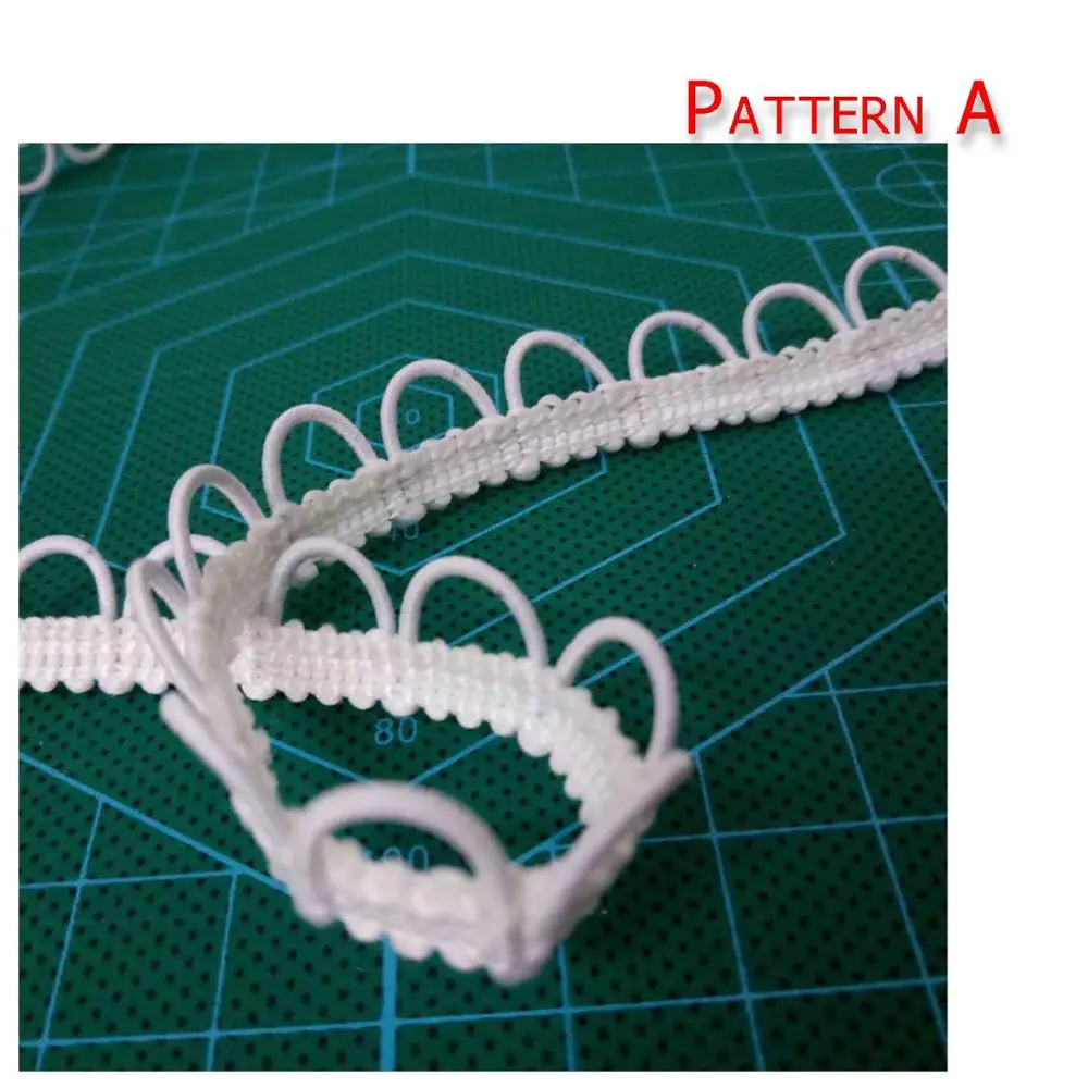 pattern A 10 ярдов упаковка белая эластичная Кнопка петли ленты персонализированные цвета доступны - Цвет: pattern A
