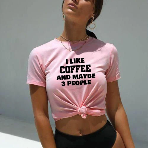 

Футболка с рисунком I Like Coffee & May 3 People, забавная летняя модная футболка для влюбленных в кофе, женские футболки с коротким рукавом