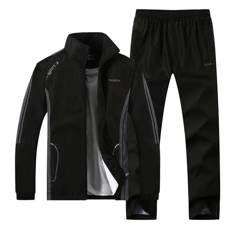T268Black JEASS мужские костюмы для бега размера плюс мужские спортивные костюмы быстросохнущие высококачественные мужские спортивные костюмы мужские комплекты для бега - Цвет: T268Black