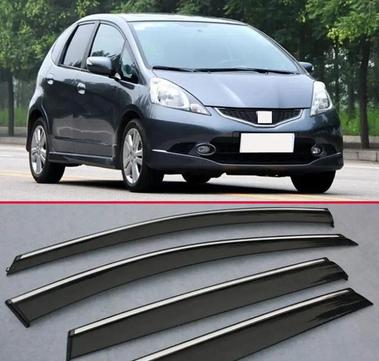 Для Honda Fit/Jazz 2009 2013 оконный отражающий козырек от дождя/Солнца|window wind deflectors|wind