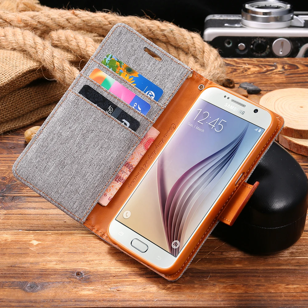 Kisscase хлопок Ткань чехол на самсунг S5 S6 S7 ткань кожи кремния В виде ракушки флип