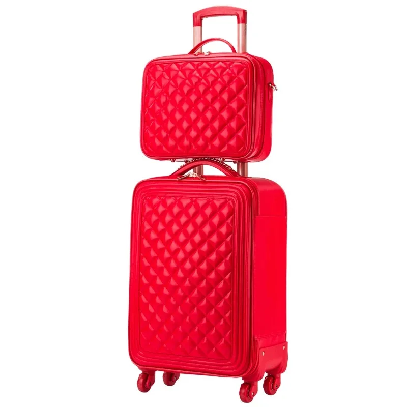 H01 Red set 2 шт./компл. прекрасный 1" косметичка hello Kitty 20 мм/22 мм/24/28 дюймов для девушек-студенток от чемодан на колесиках багаж Женская чемодан на колесиках - Цвет: H01 Red set