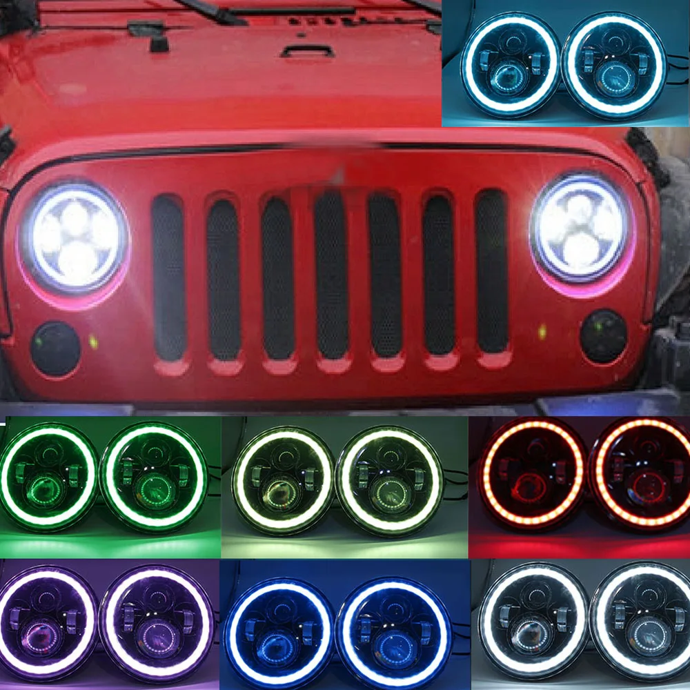 RGB Halo 7 дюймов светодиодные фары Plug And Play Led Ангельские глазки герметичные