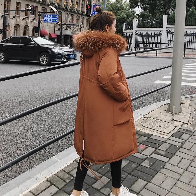 Big collar fur down parka women jacket pocket female thickening coat winter coat women down parka goose 8809 - Цвет: see chart