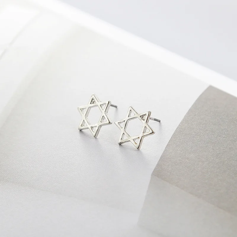 Корейские модные серьги мини Готический Черный полые звезды Bijoux Splinter гвоздики