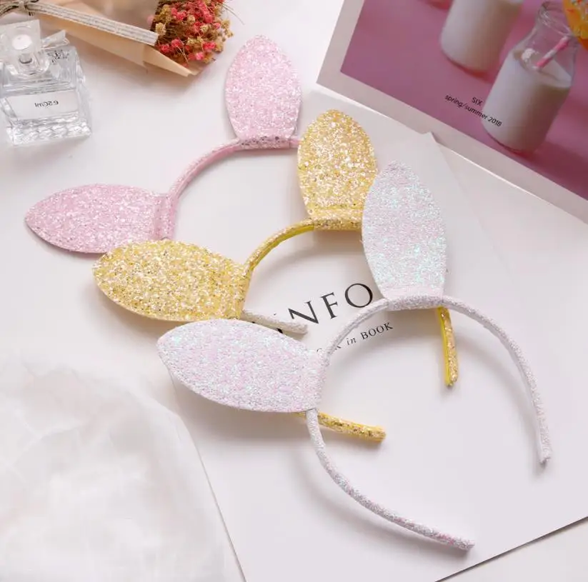 New Design Girls Lovely Rabbit Ears headband alloy thin glitter cartoon photo prop hair band women accessories headdress K5 | Аксессуары