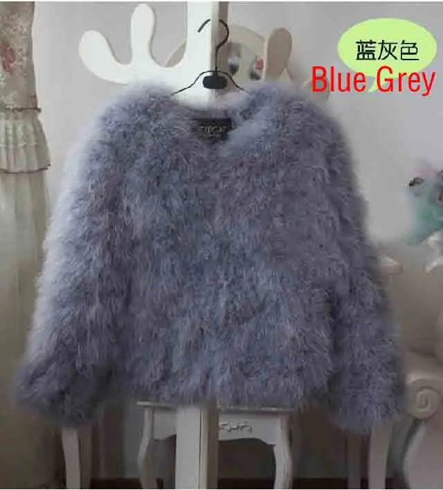 blue grey Новое поступление, Женское зимнее пальто из натурального страусиного меха, жилет для женщин TFP268 - Цвет: blue grey