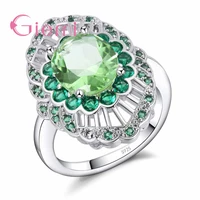 elegant trendy classic ring 925 sterling silver cubic zirconia women girls birthday party gift romantic accessory