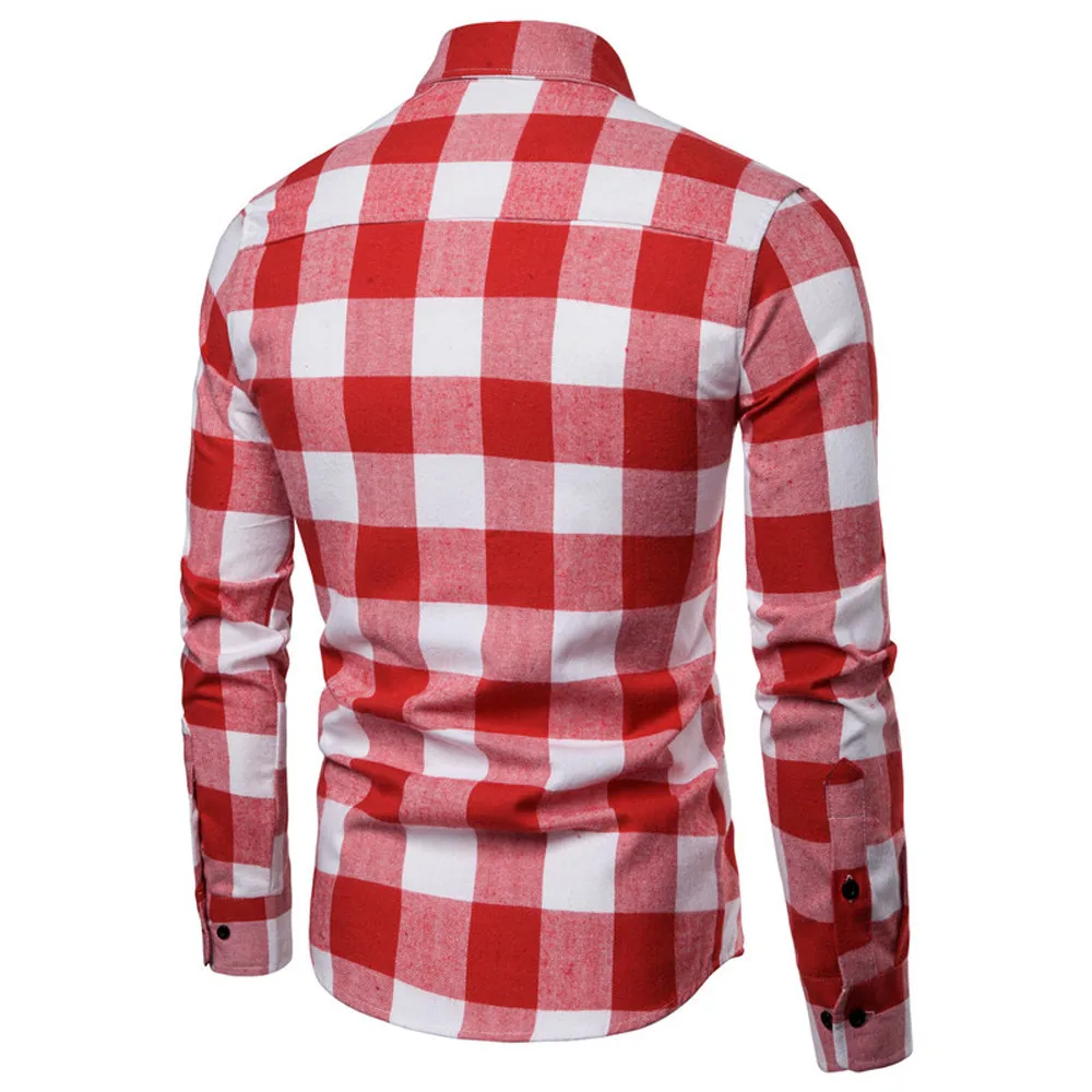 MUQGEW модная клетчатая рубашка, мужская рубашка, camisa masculina xadrez, Мужская утолщенная клетчатая Повседневная рубашка с длинными рукавами, модная блузка# G4