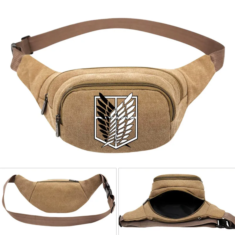 

Attack on Titan Canvas Waist Pack Bag Anime Pouch Belt Travel Casual Fanny Bag Money Phone Belt Bag