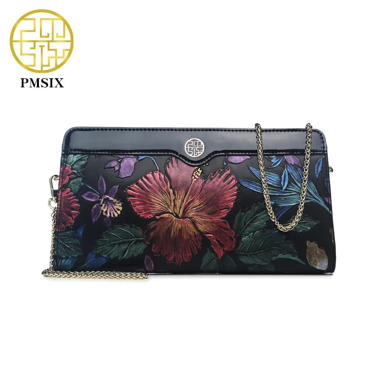 Женская сумка мессенджер из натуральной кожи Pmsix роскошная на плечо с тиснеными