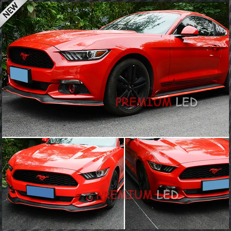 (1) Универсальный Черный w/Красный ПУ Переднего Бампера Для Губ Splitter Подбородок