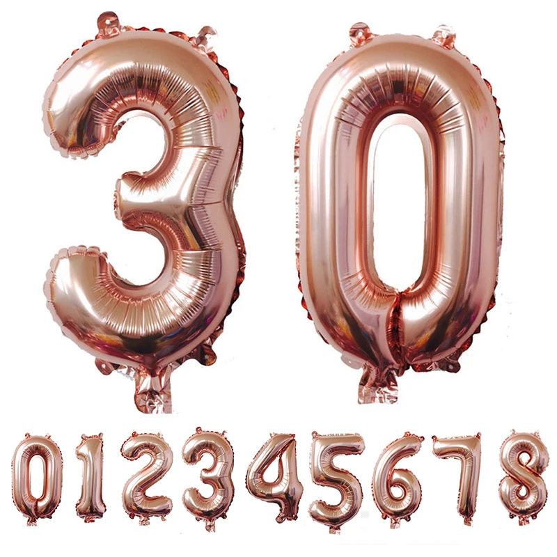 16 дюймовые воздушные шары с цифрами розового золота украшение для дня рождения
