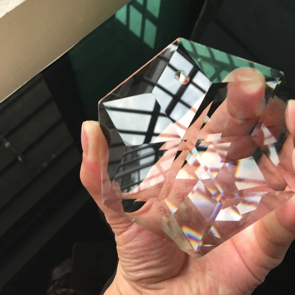 10Pc Square Faceted Glass Crystal Chandelier Drop Prism DIY Pendant Suncatcher 