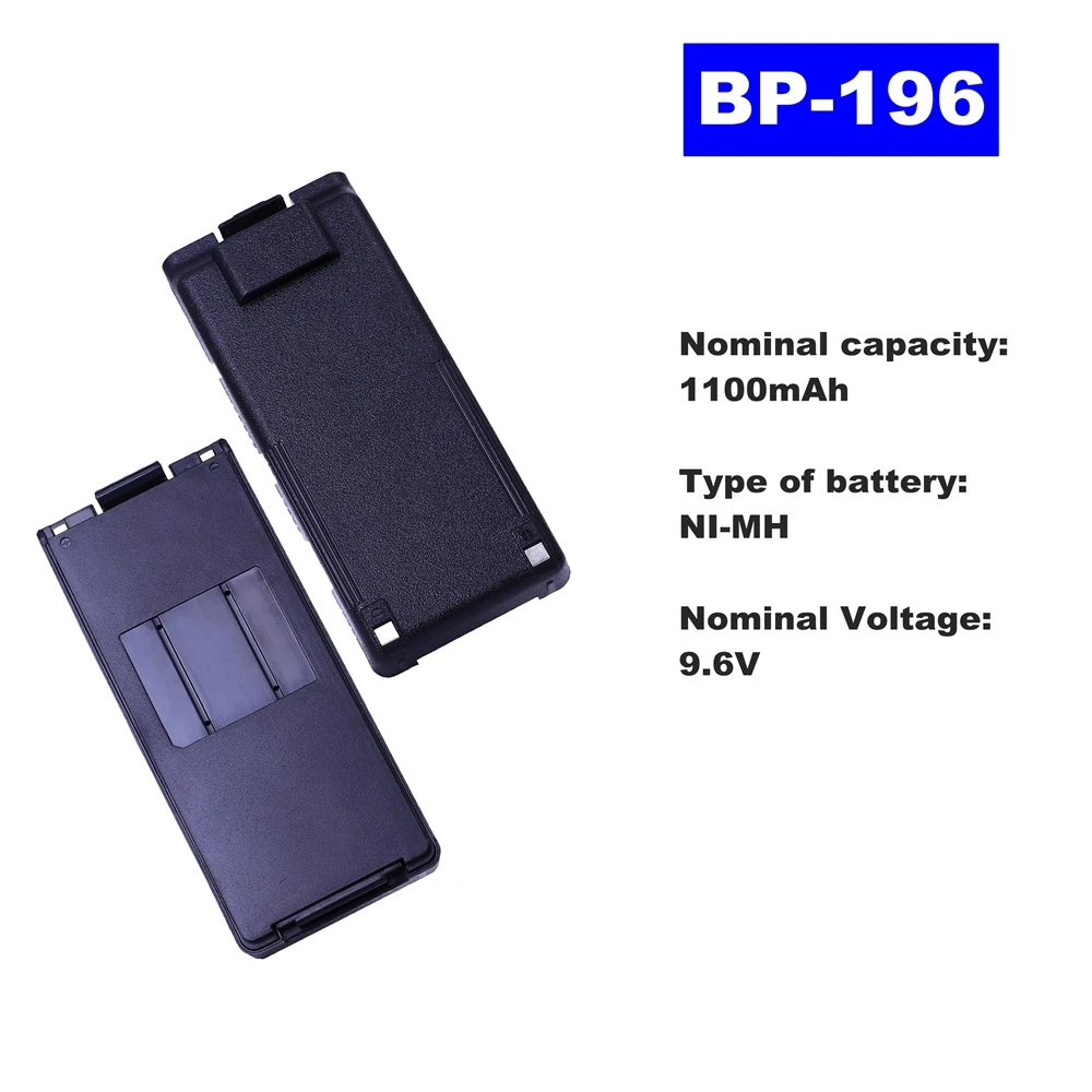 9.6V 1100mAh NI-MH Radio Battery BP-196 For ICOM Walkie Talkie IC-T22 IC-T42  Two Way Radio