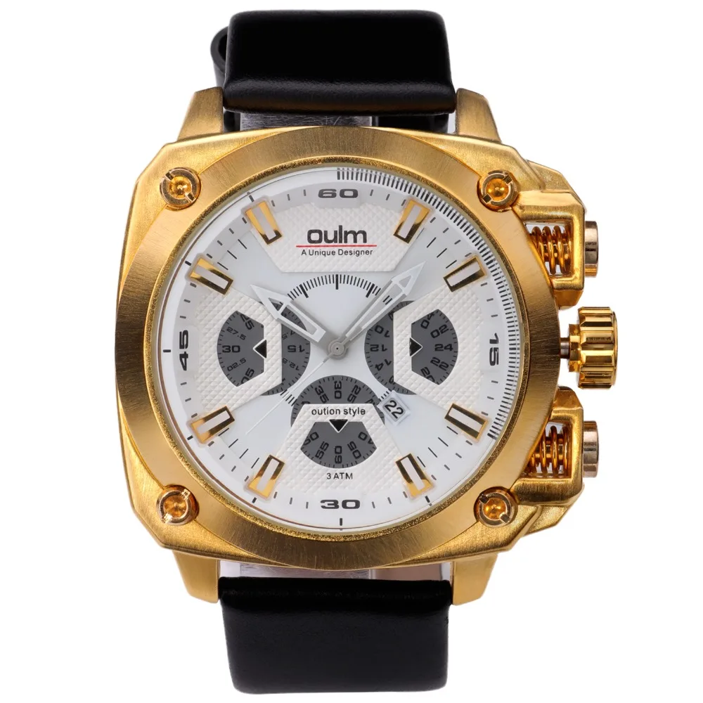 HP3705 черный чехол мужские часы спортивные Высокое качество бренд Oulm Пряжка
