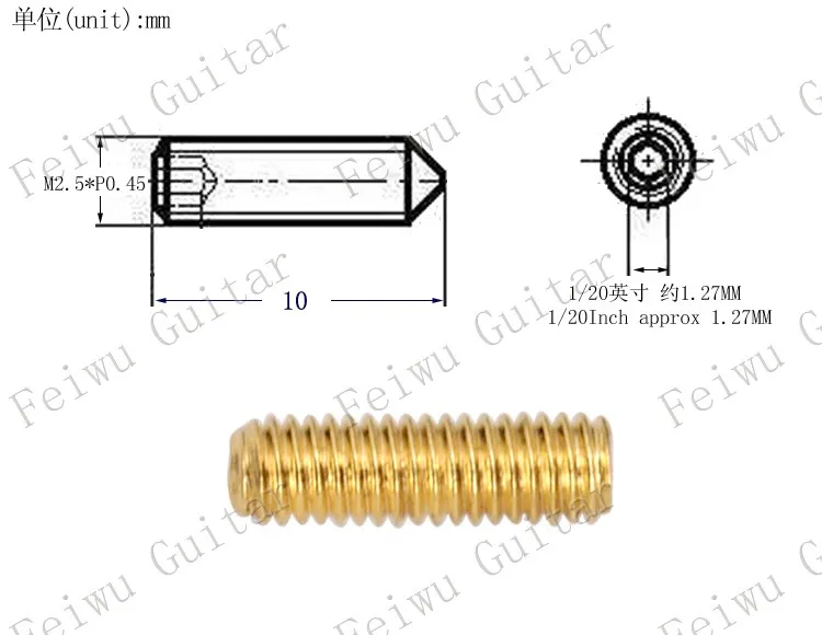 10mm Gold X 12 Pcs 12 шт./упак. тремоло косоурные регулировать высоту шестигранные винты с шестигранной головкой для Электрогитары бас-M2.5*6 мм-10 мм - Цвет: 10mm Gold X 12 Pcs