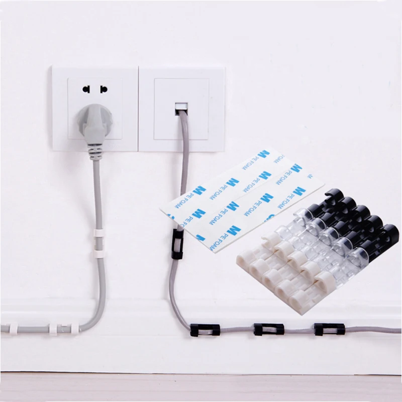 

20pcs/pack Cable Drop Clip Desk Tidy Organiser Wire Cord Lead USB Charger Cord Holder Organizer Cable Winder Drop Wire Tie Fixer