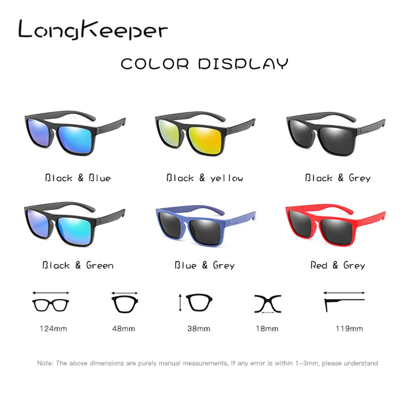 New Square Mirror Polarized Kids Sunglasses Children Safety Silicone TR90 Goggles Boys Girls Eyewear Gafas de sol UV400