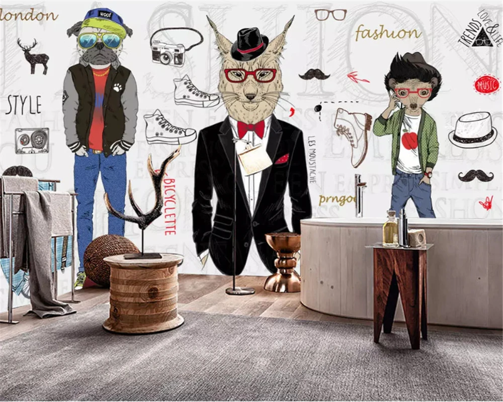 3d обои на заказ индивидуальная ручная роспись абстрактные животные магазин