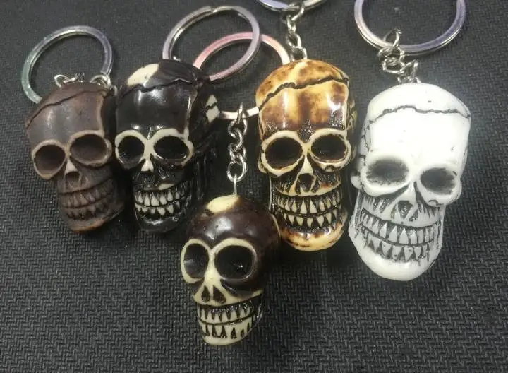 12 PCS Yqtdmy Vintage Imitation Mixed Color Gothic Skull Head Biker Keychain | Украшения и аксессуары