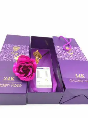 24 k Gold Фольга розы Творческий подарок на день Святого Валентина подарки на день рождения исповедь набор, содержащий розы и Сумки и Коробки - Цвет: Rose Red