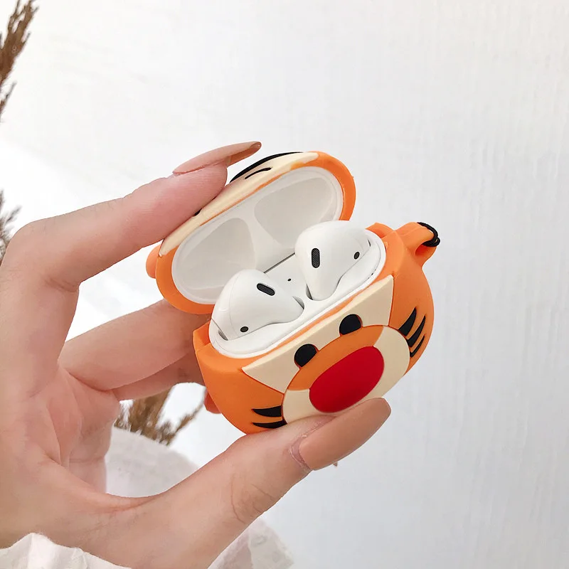 Для AirPods чехол милый мультяшный тигр животное мягкий силиконовый беспроводной