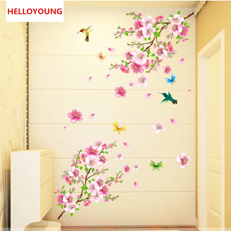 

QT-0038 DIY Wall Sticker Butterfly Love Peach Blossom Wallpapers Art Mural Waterproof Bedroom Wall Stickers Home Decor Backdrop